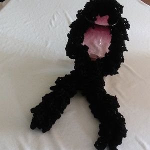 Handmade Scarf. 60"x4" Black Chenille